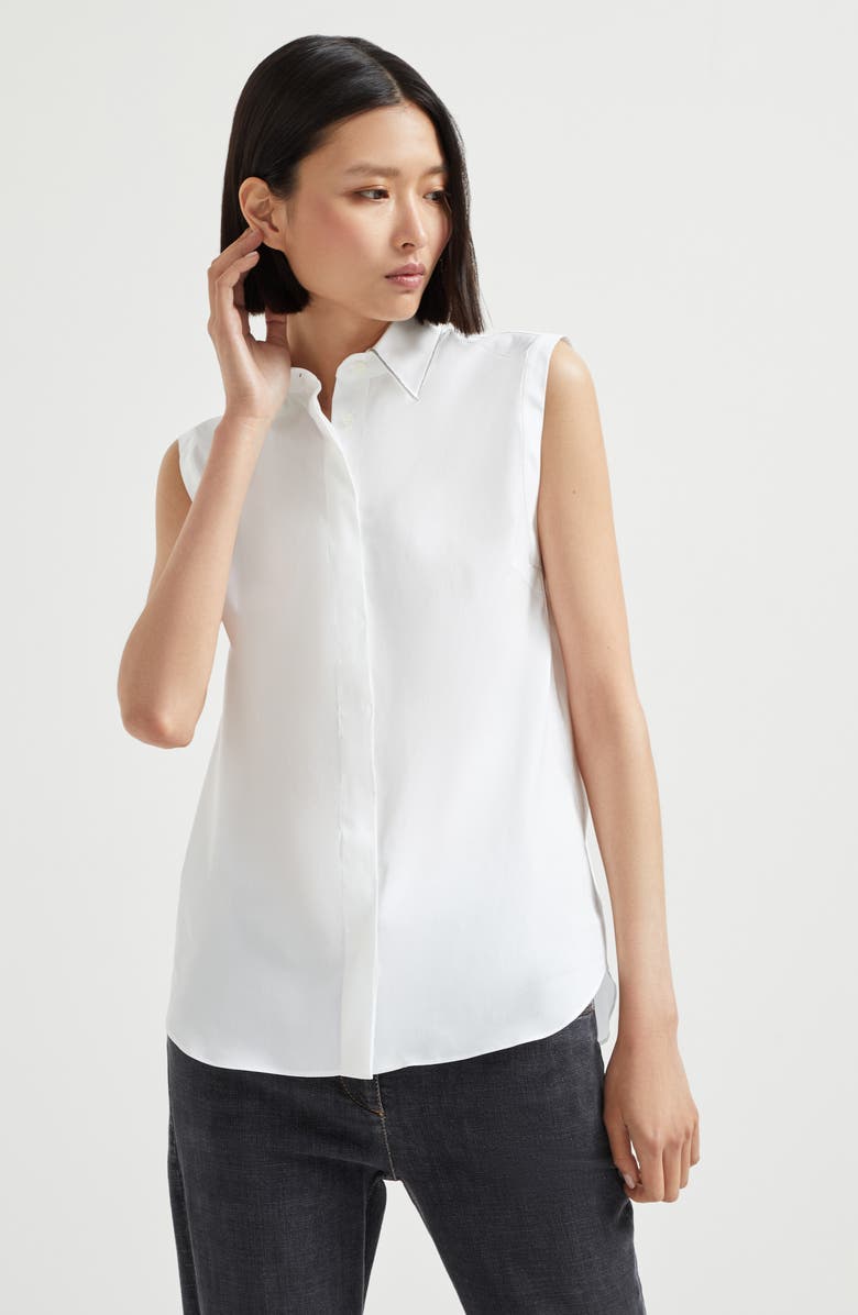 Brunello Cucinelli Stretch poplin shirt, Alternate, color, White