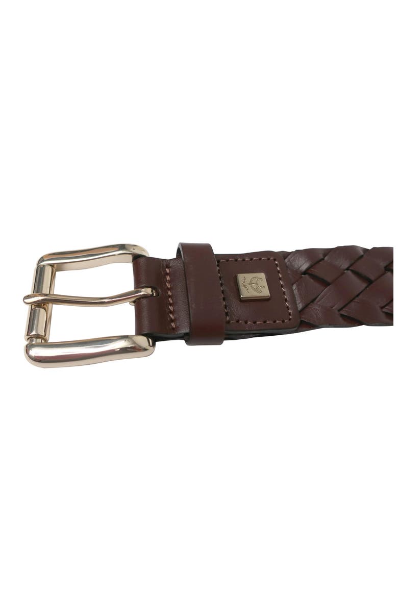 Braided Full Grain Leather Belt, Alternate, color, Brown