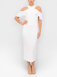 RACHEL Rachel Roy Jolie Off the Shoulder Ruffle Midi Dress