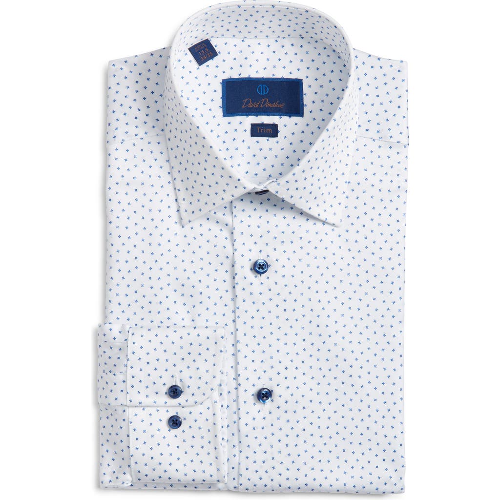 David Donahue Trim Fit Neat Print Cotton Dress Shirt In Multi