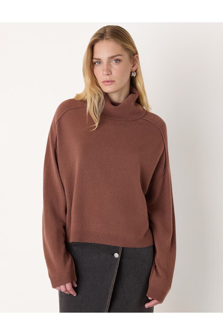 Wool Cowl Neck Knit Sweater, Main, color, Brown