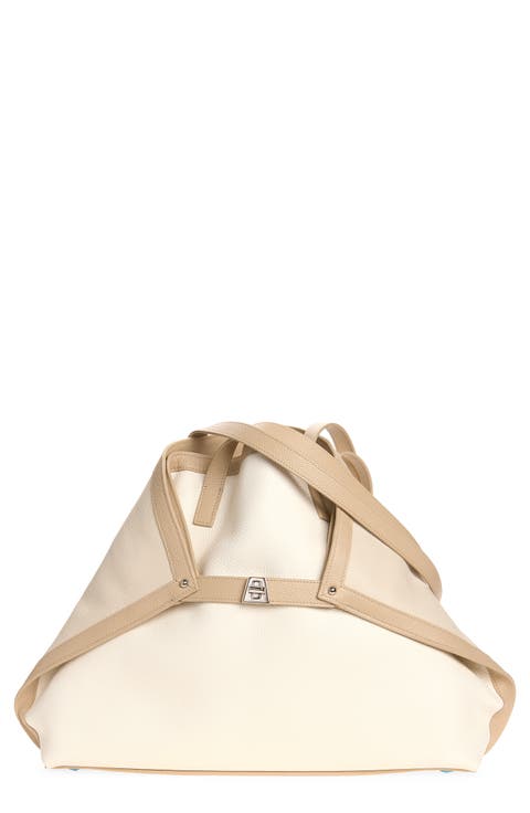 Medium AI Colorblock Frame Calfskin Leather Tote