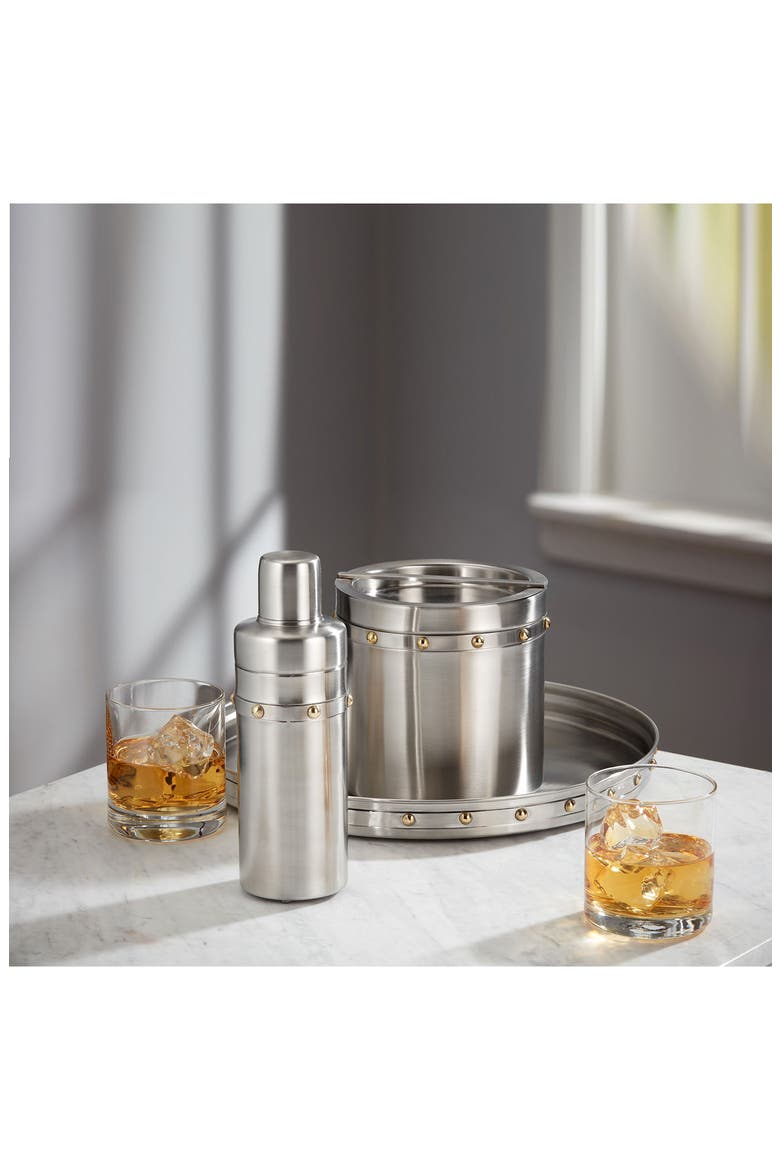 Rivets Cocktail Shaker, Alternate, color, SILVER