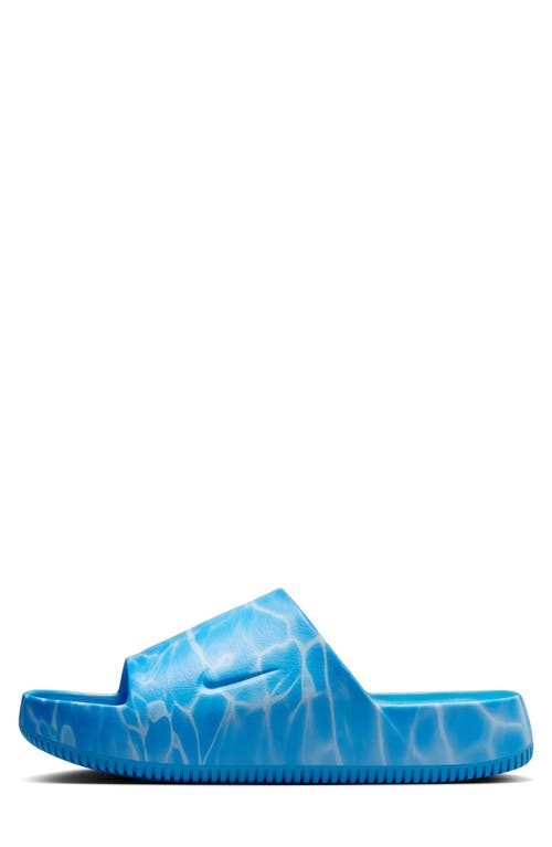 Nike Calm Printed Sport Slide In Coast/signal Blue