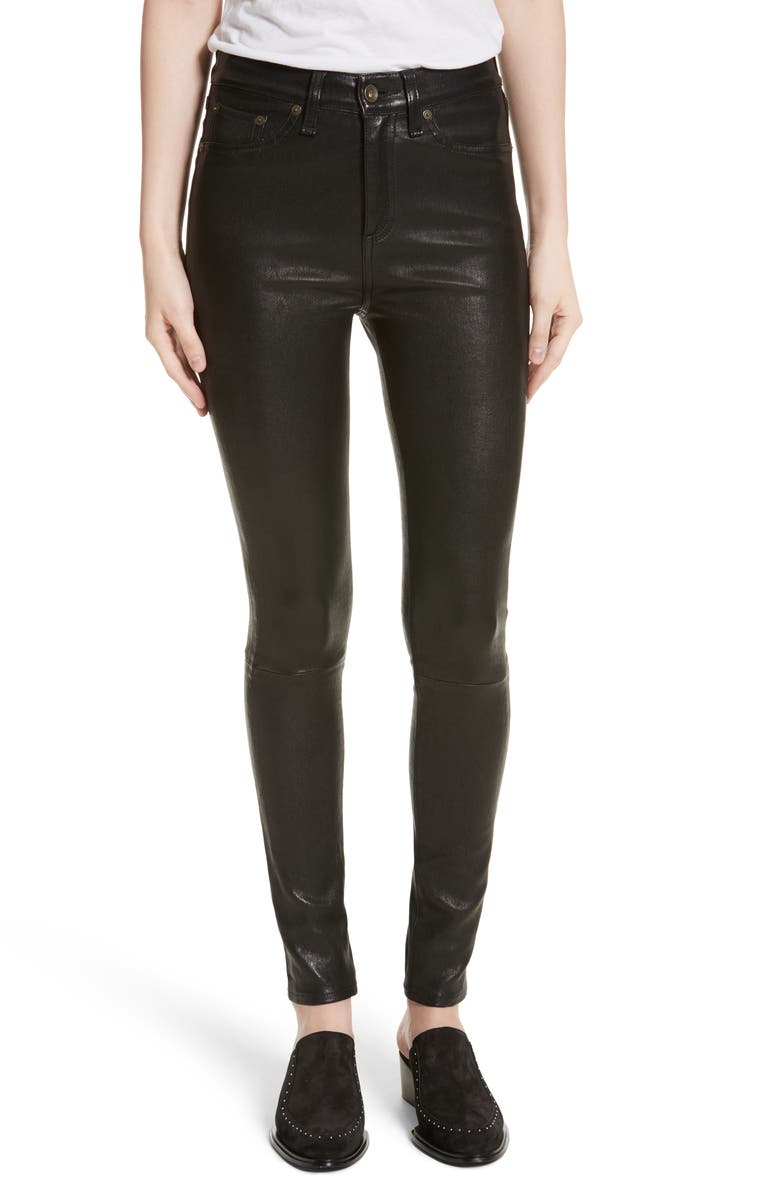 rag & bone /JEAN Lambskin Leather Pants, Main, color, 