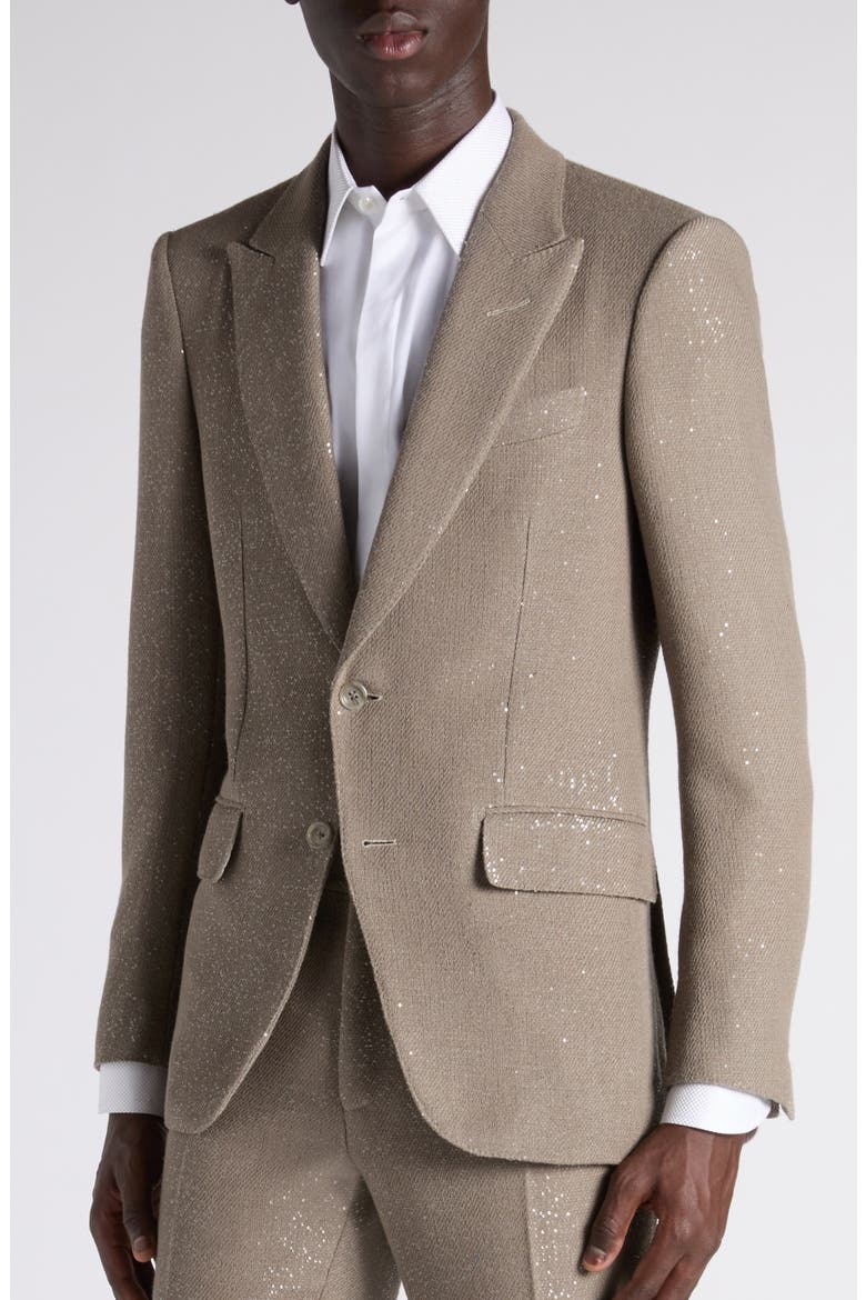 Sequin Light Bouclé Suit Jacket, Alternate, color, JBQ DESERT TAUPE
