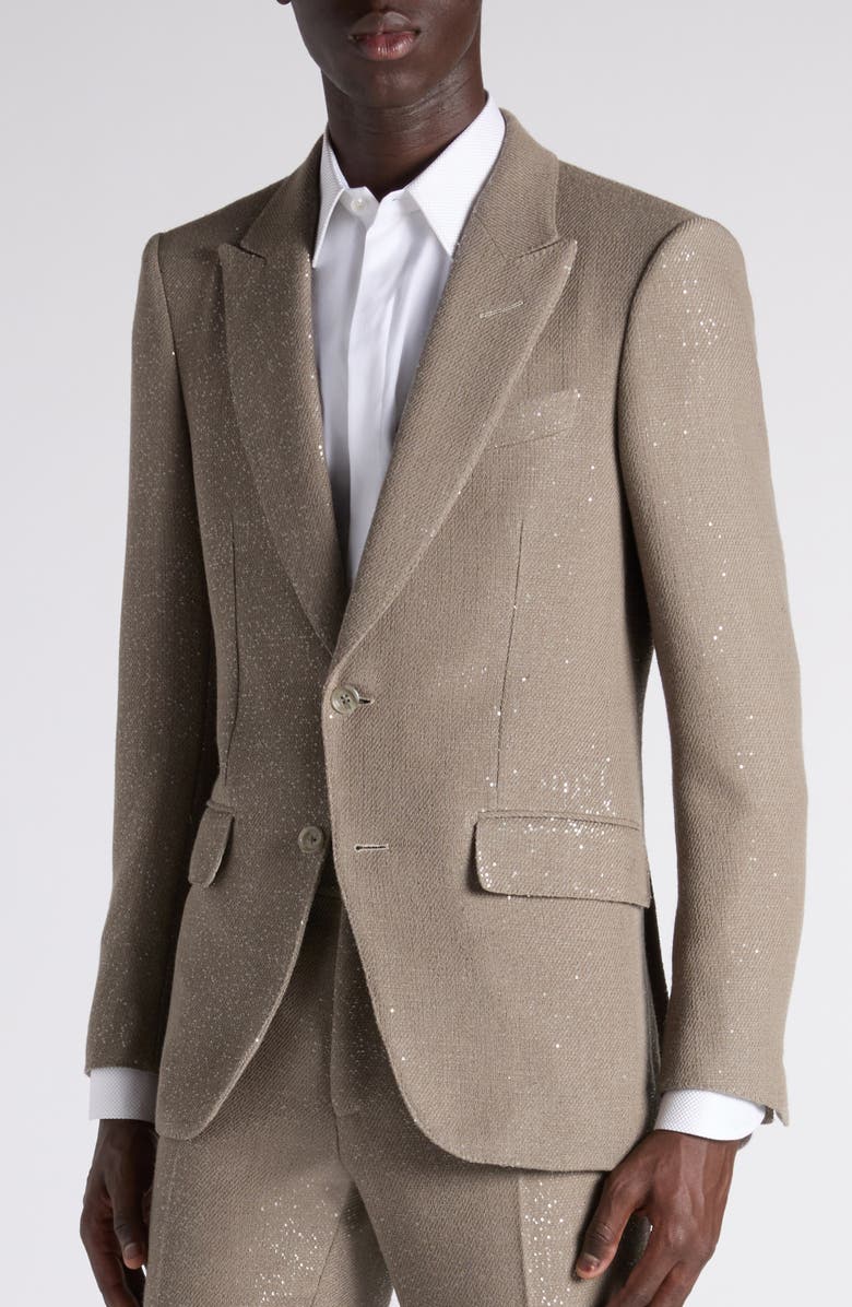 TOM FORD Sequin Light Bouclé Suit Jacket, Alternate, color, Jbq Desert Taupe