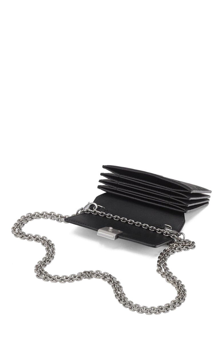 MCM Mini Aren Chain Wallet in Embossed Monogram Leather, Alternate, color, Black