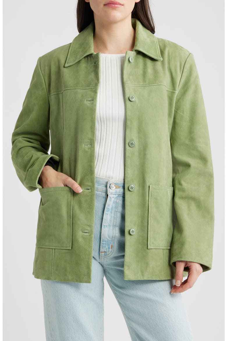 Veda Lincoln Suede Shirt Jacket, Main, color, PRICKLY PEAR