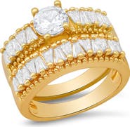 HMY JEWELRY Simulated Diamond Engagement Ring & Wedding Band Set