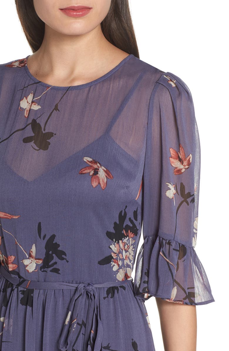 Avec Les Filles Floral Chiffon Midi Dress, Alternate, color,