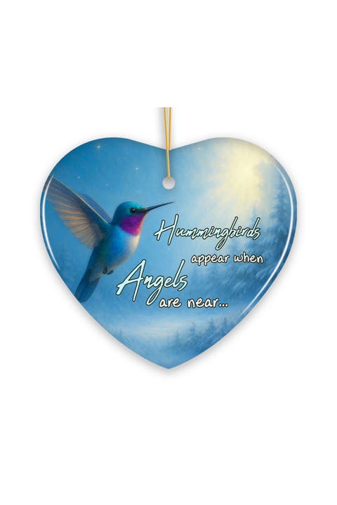 Hummingbird Angels Are Near Heart Ornament