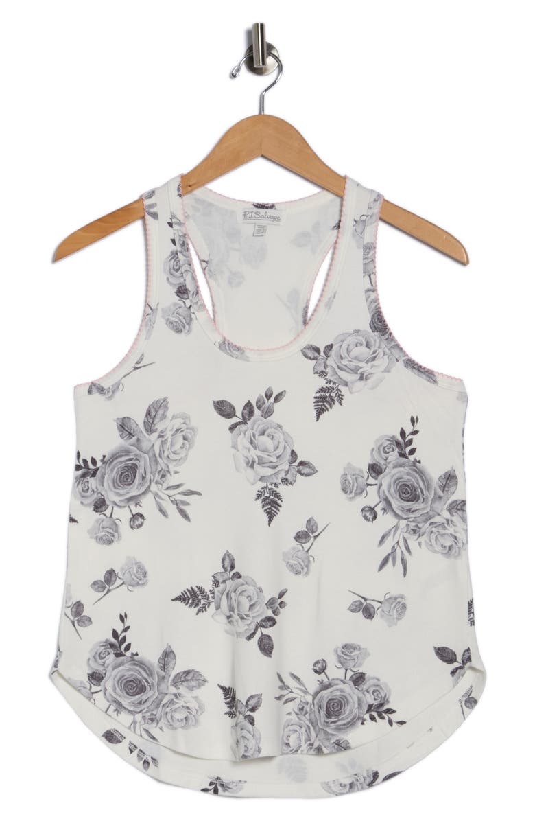 PJ Salvage Feeling Loved Floral Pajama Tank, Alternate, color, Ivory