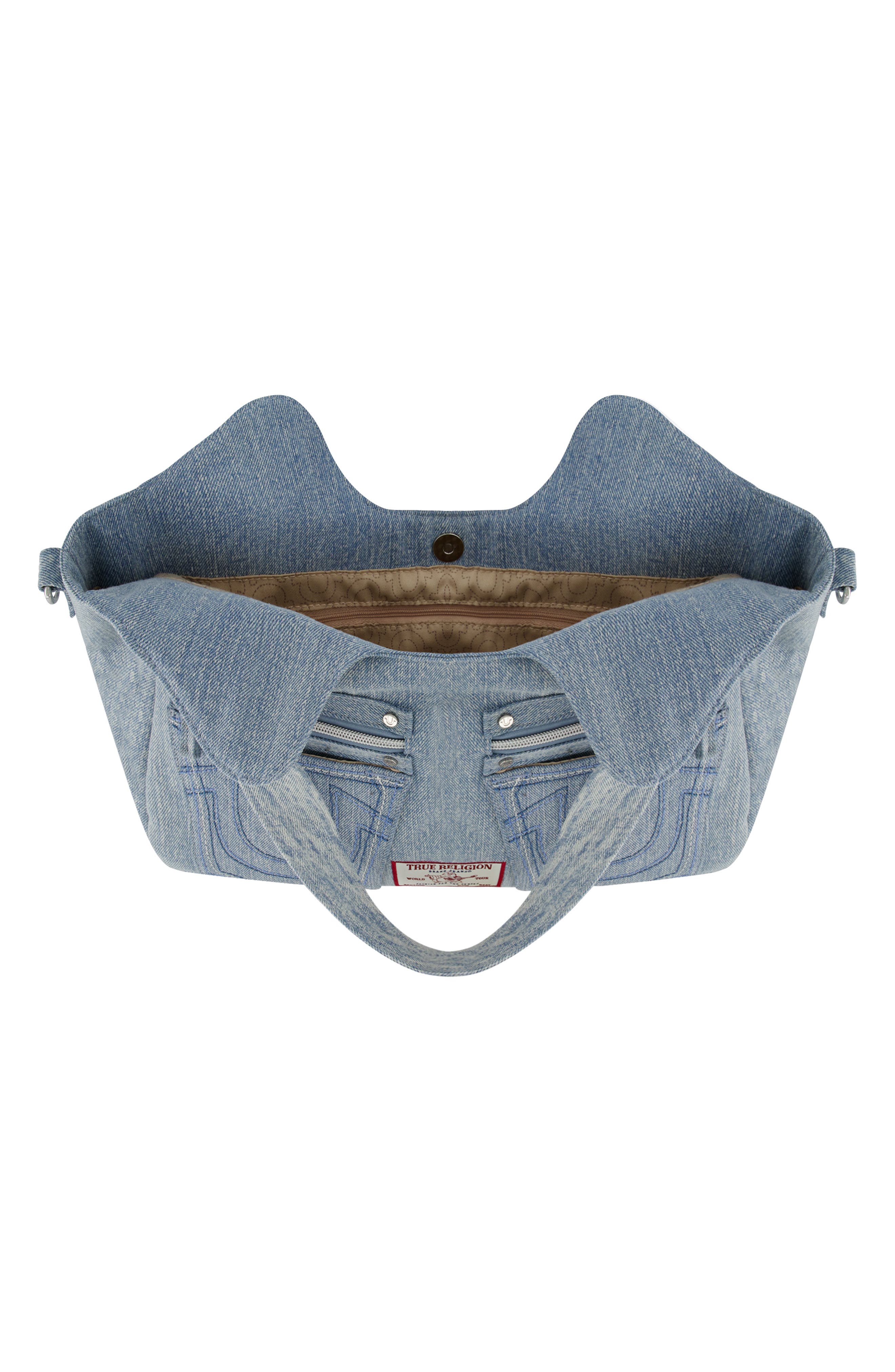 True Religion Brand Jeans Horseshoe Stitch Tote, Alternate, color, Denim