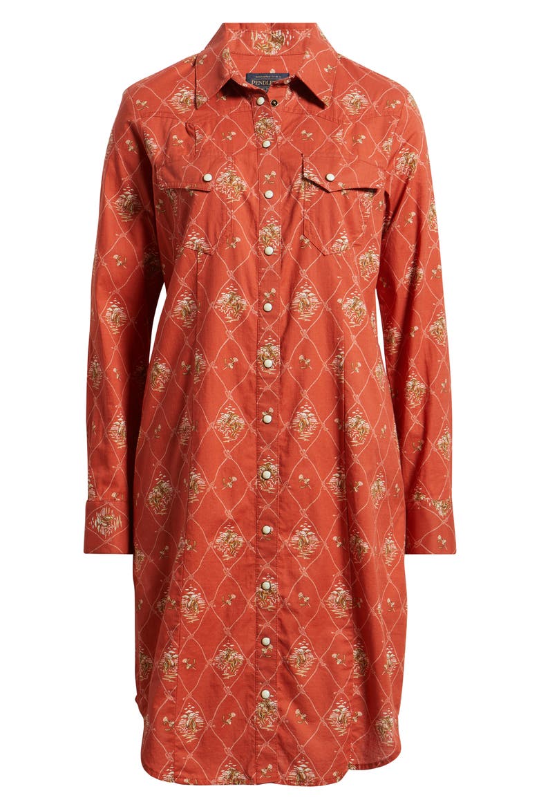 Gambler Print Long Sleeve Shirtdress, Alternate, color, ADOBE LATTICE