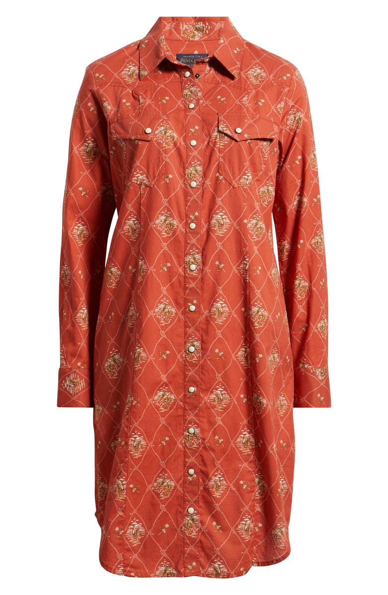 Pendleton Gambler Print Long Sleeve Shirtdress, Main, color, Adobe Lattice