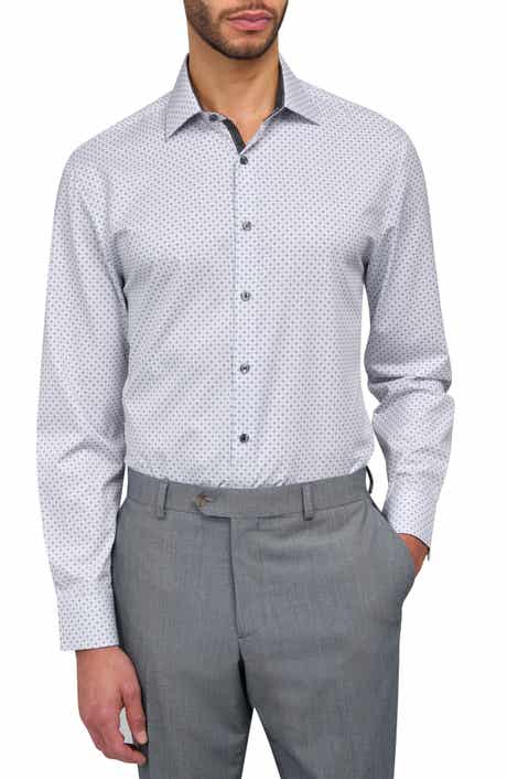W.R.K Slim Fit Geometric Print Recycled Performance Stretch Dress Shirt