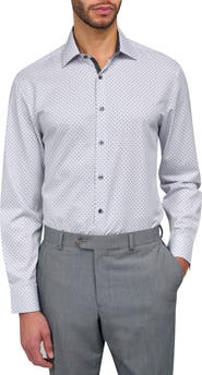 W.R.K Slim Fit Geometric Print Recycled Performance Stretch Dress Shirt
