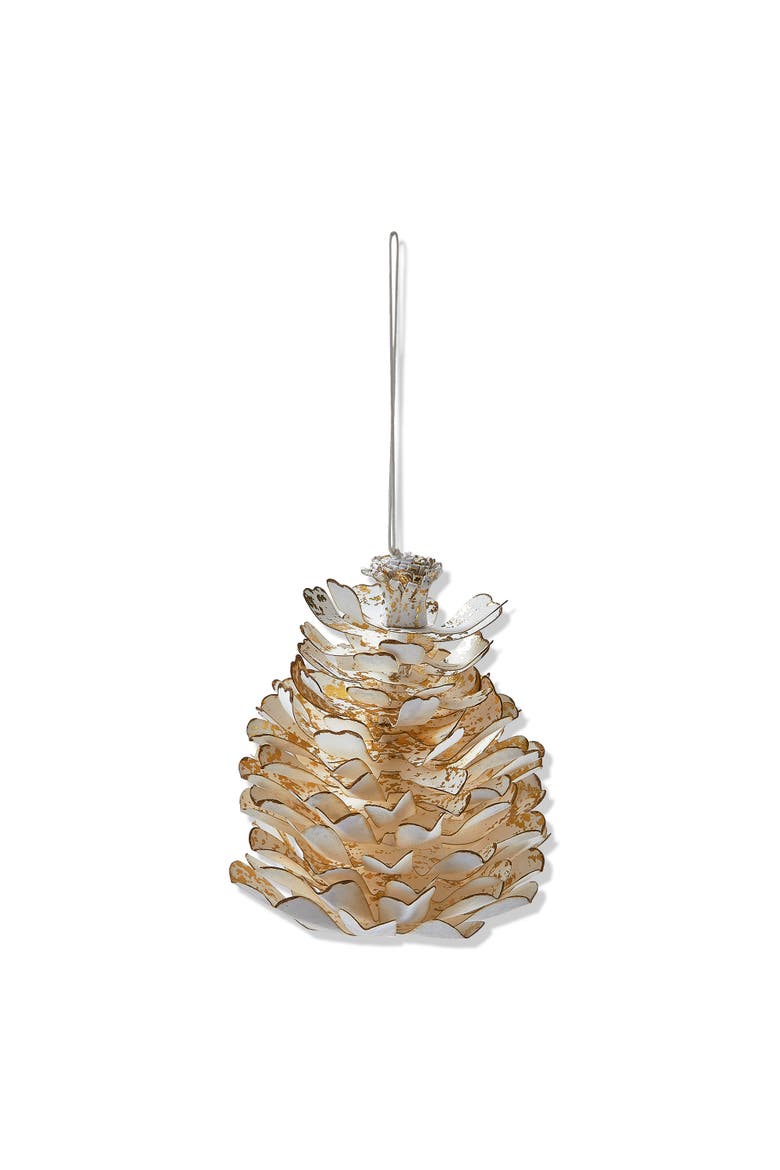 White Paper Pinecone Tree Ornaments - Holiday Christmas Decor, Main, color, White