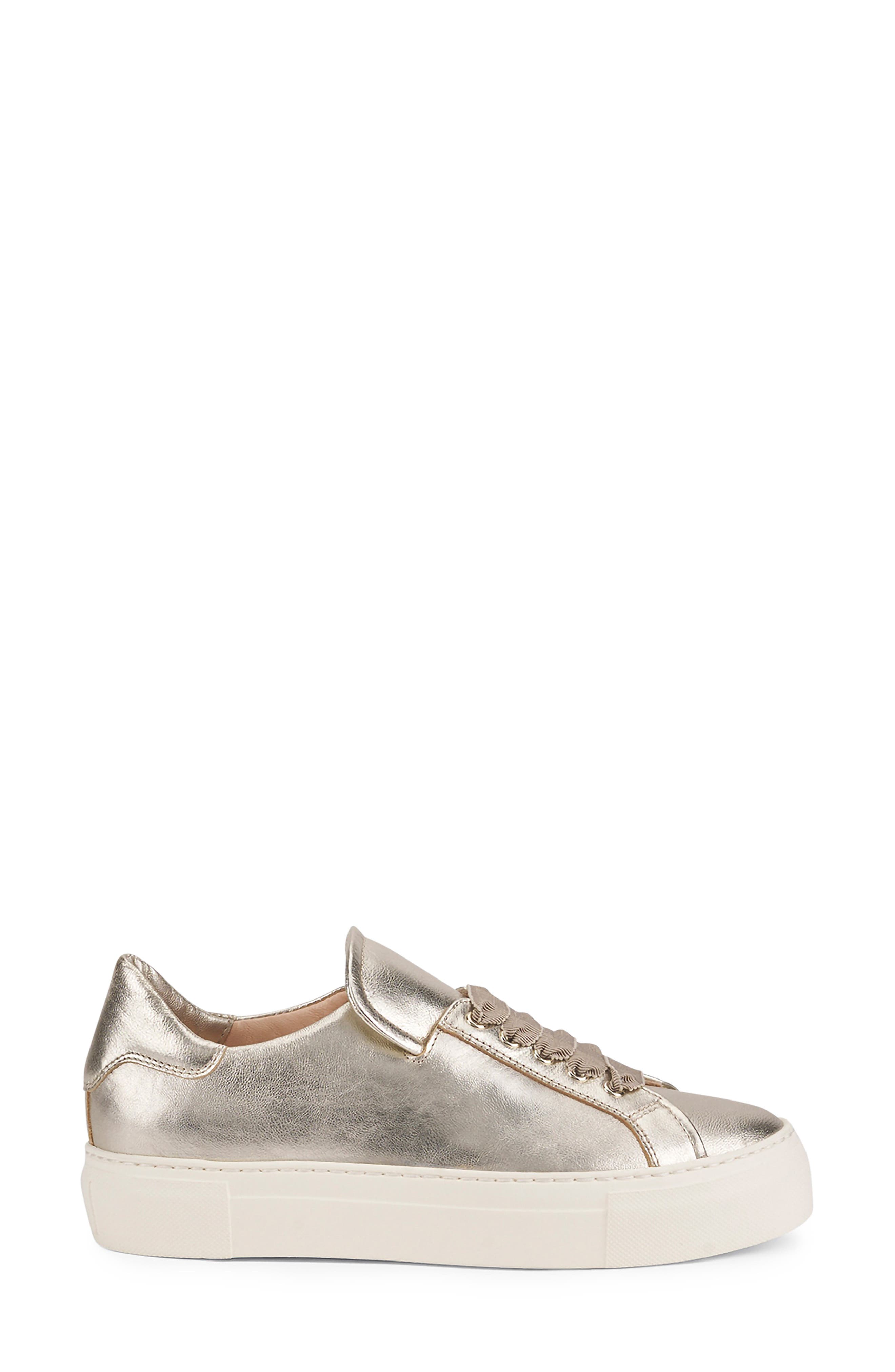 AGL Edda Metallic Leather Sneaker, Alternate, color, Sandy-Milk