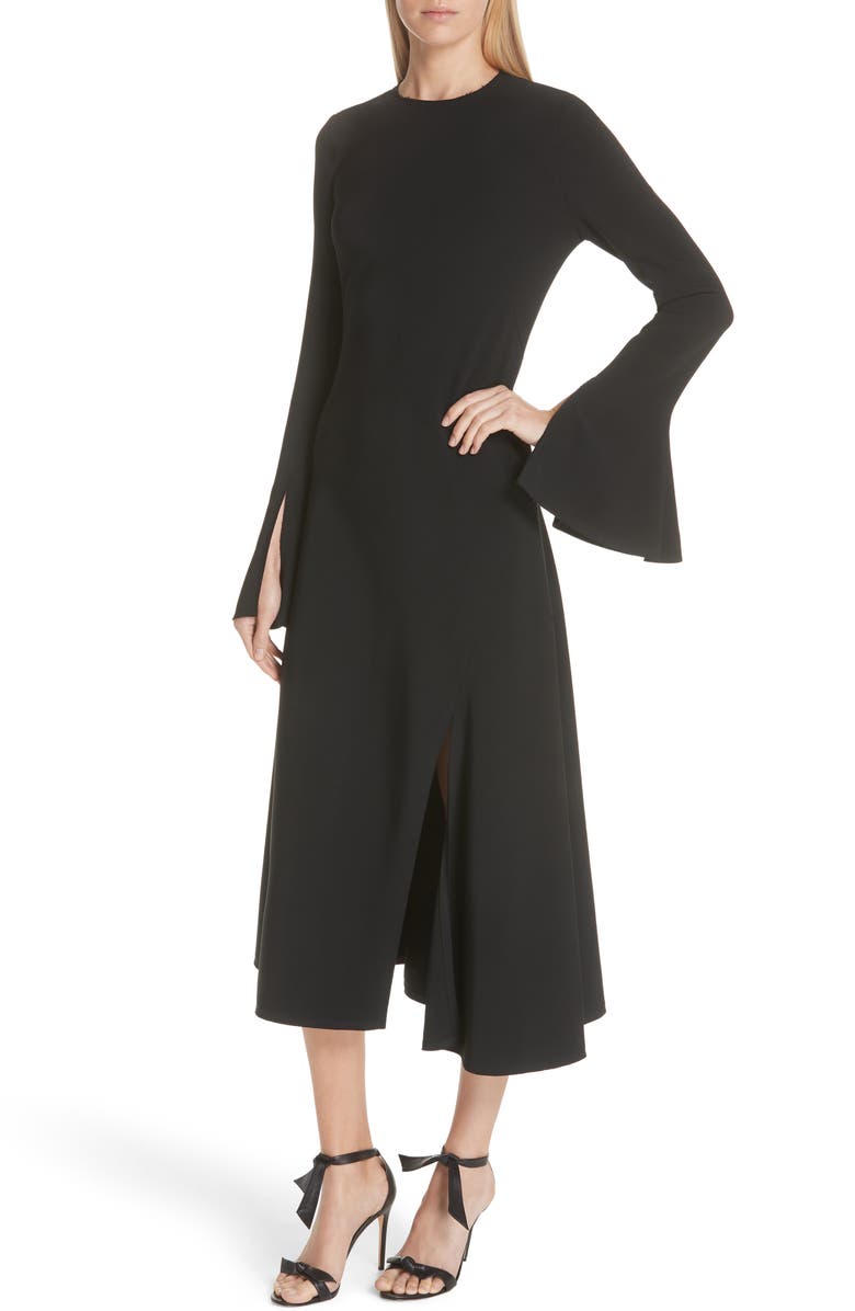 Khaite Split Cuff Asymmetrical Midi Dress, Alternate, color,