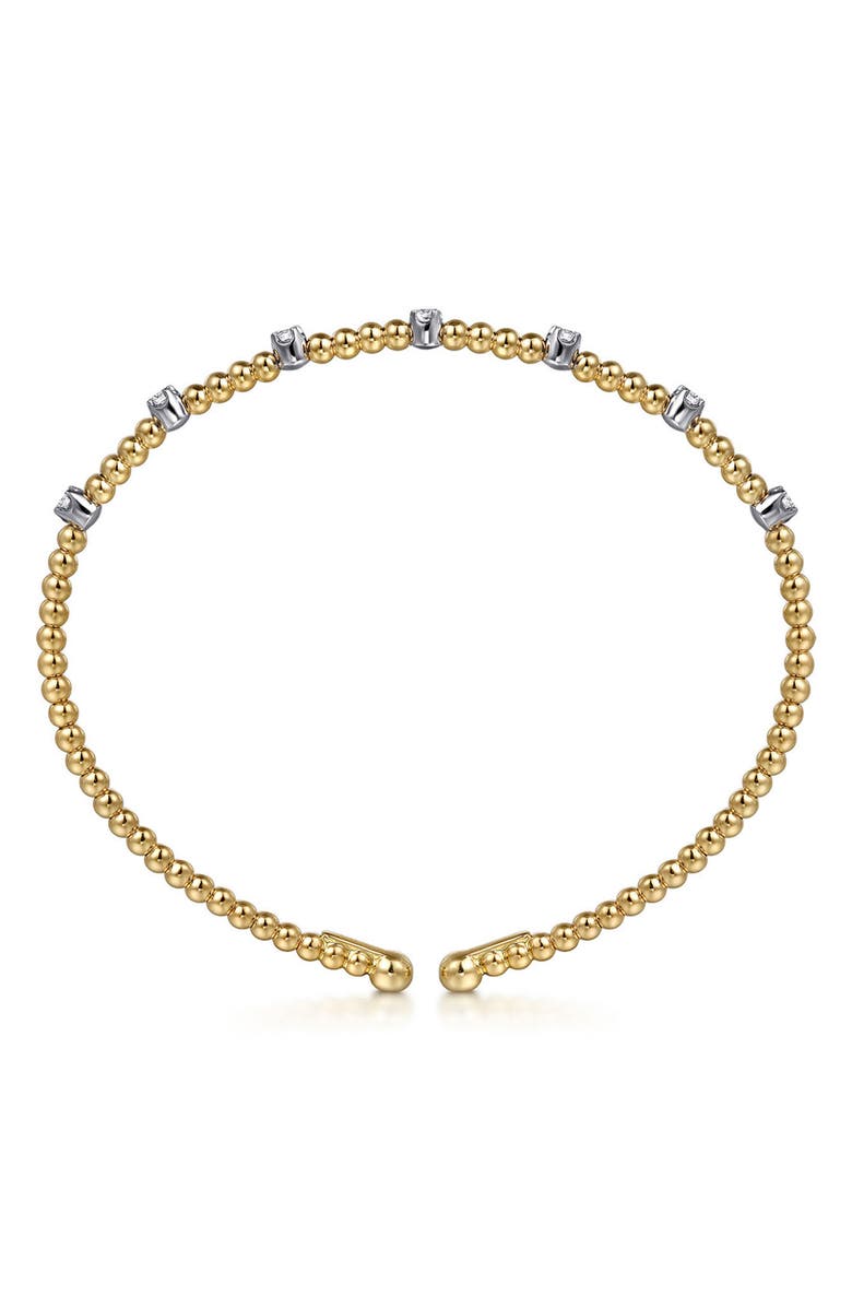 Gabriel & Co. Bujukan Diamond Station Beaded Cuff Bracelet, Alternate, color, Two Tone