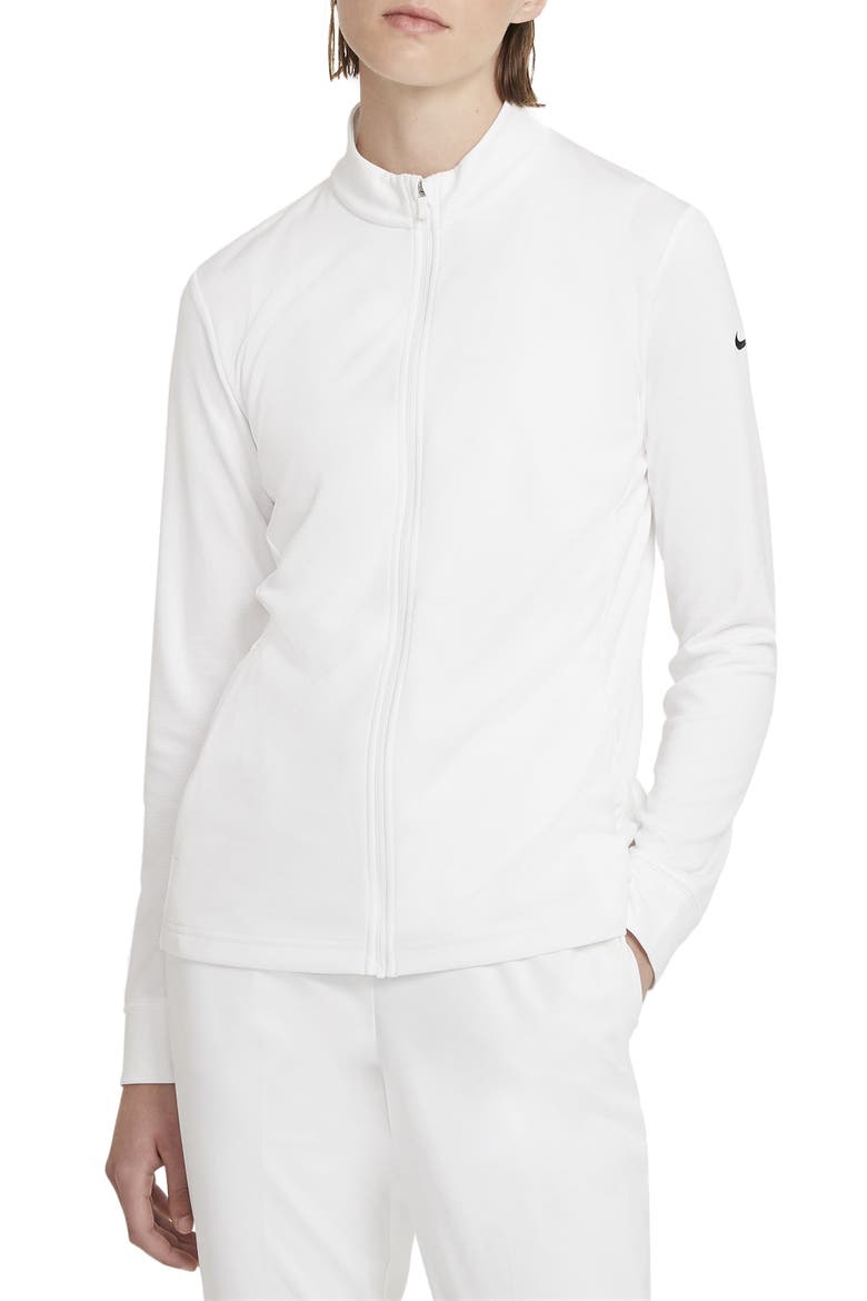 Nike Dri-FIT UV Victory Full Zip Golf Top, Main, color, WHITE/ BLACK