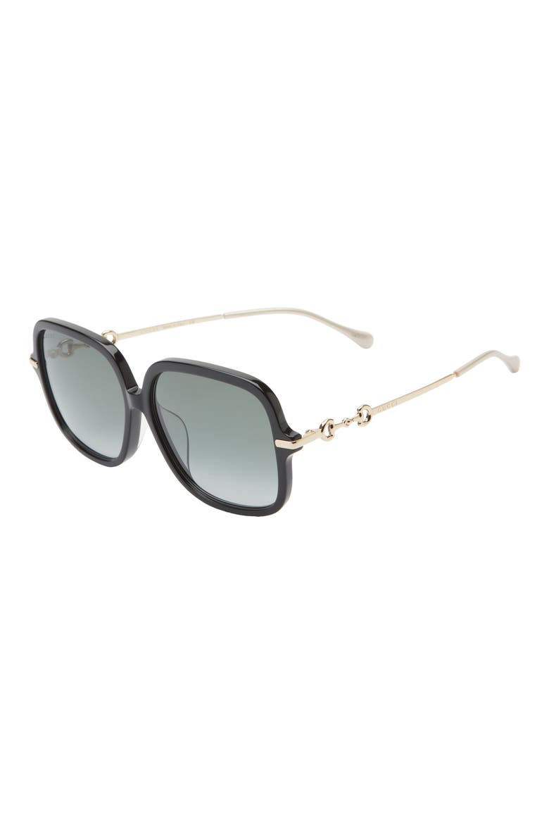 58mm Square Sunglasses, Alternate, color, BLACK GOLD GREY