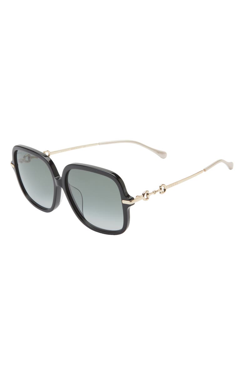 Gucci 58mm Square Sunglasses, Alternate, color, Black Gold Grey