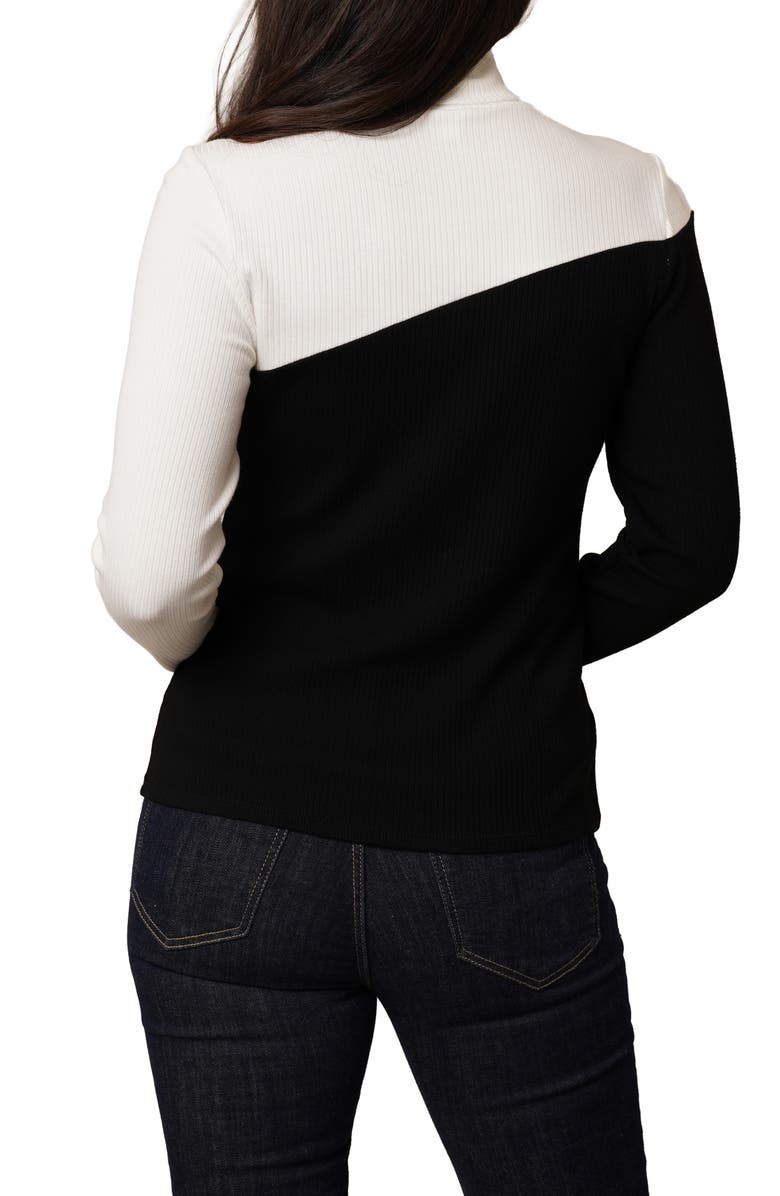 CYRUS Colorblock Rib Knit Top, Alternate, color, Black Bone