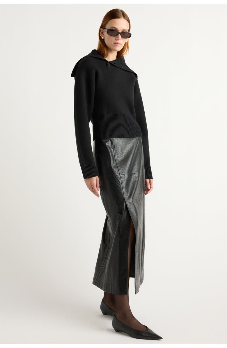 Modern Citizen Elijah Foldover Button-Collar Sweater, Alternate, color, Black