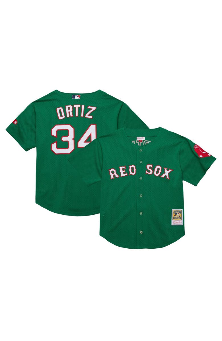 Mitchell & Ness Men's Mitchell & Ness David Ortiz Kelly Green Boston Red Sox Cooperstown Collection Mesh Batting Practice Jersey, Alternate, color, 