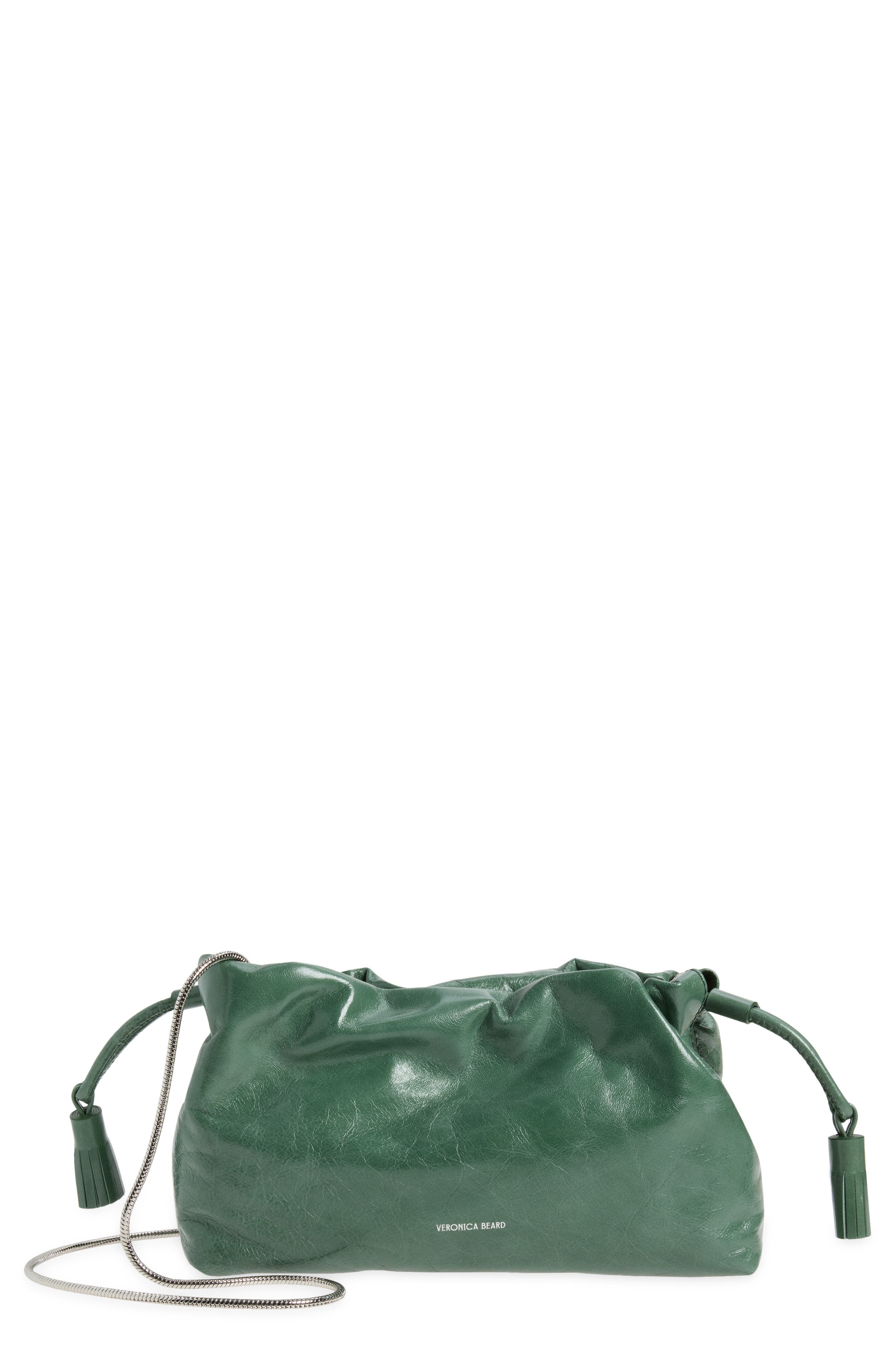 Veronica Beard Crinkle Leather Small Stash Bag, Main, color, Sage