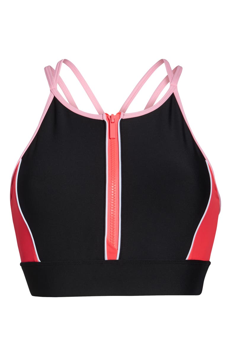 Soul by SoulCycle Zip Front Scuba Longline Sports Bra, Alternate, color,