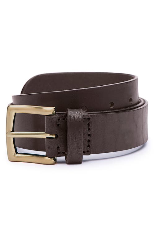 Ezra Arthur Classic Buckle Leather Belt 35mm in Brown And Brass  product