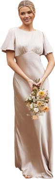 Six Stories Gathered Bust Satin Bridesmaid Dress