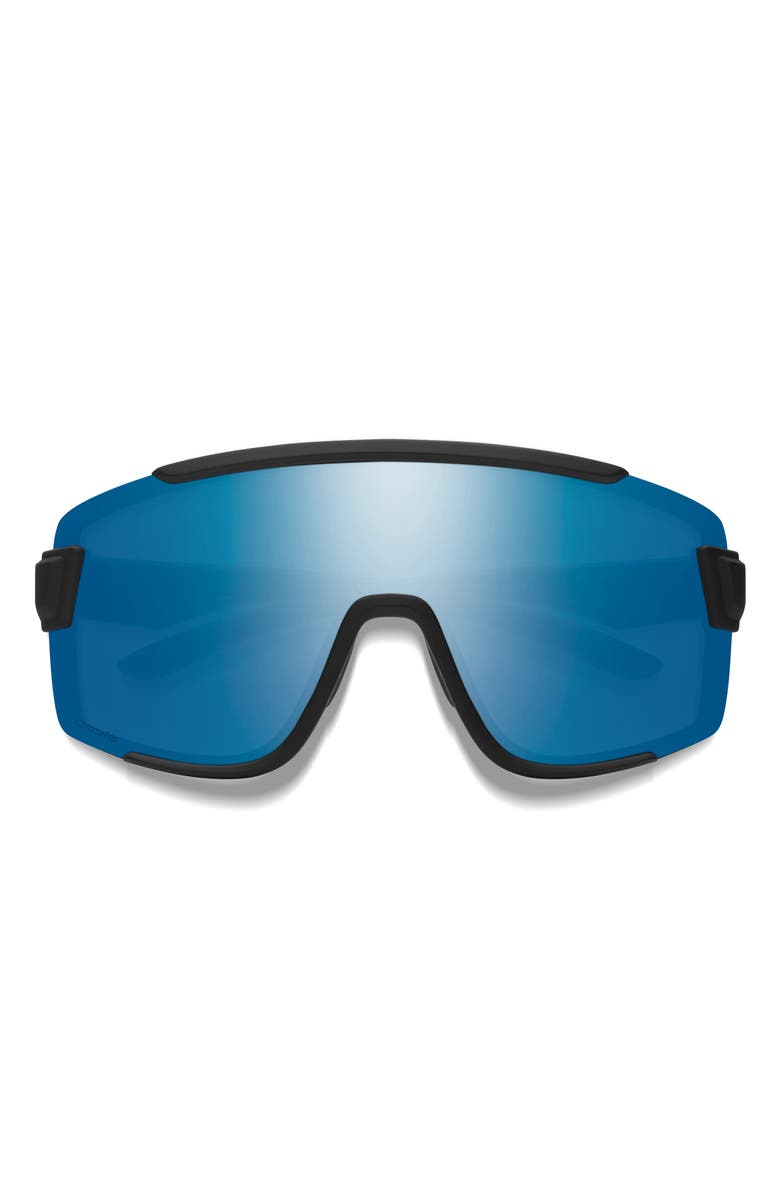 Smith Wildcat 140mm ChromaPop<sup>™</sup> Polarized Shield Snow Goggles, Main, color, Matte Black / Blue Mirror
