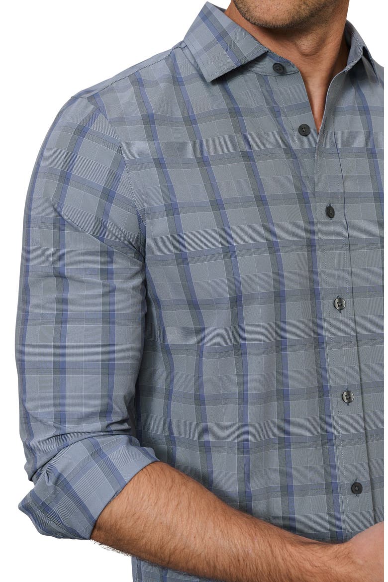 State of Mind Slim Fit Long Sleeve Performance Shirt, Alternate, color, VINTAGE INDIGO HERRINGBONE