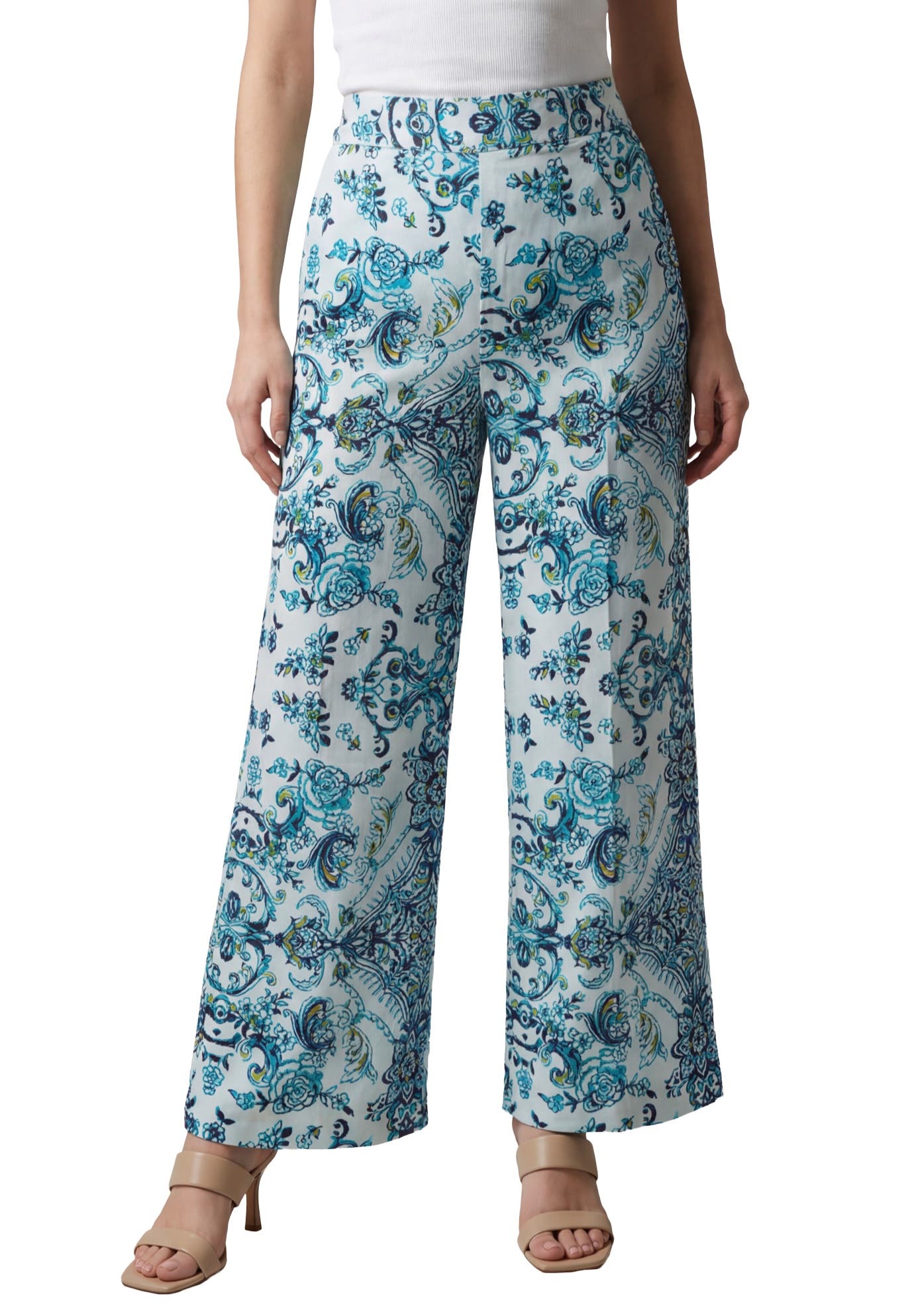 selected WHITE TURQUOISE STENCIL FLORAL
