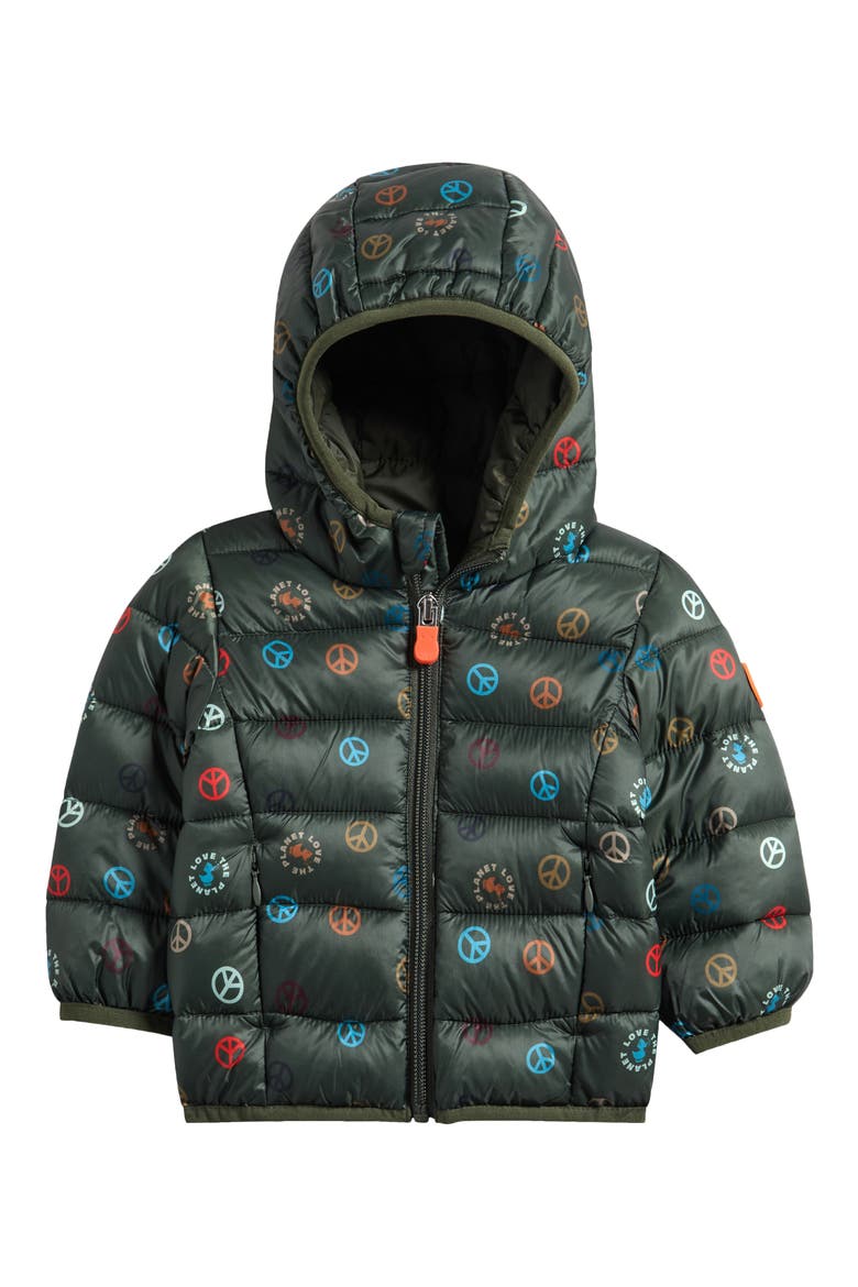 Dag Puffer Jacket, Main, color, GREEN PEACE SIGNS