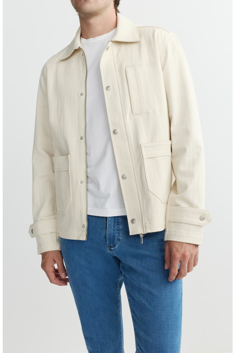 Sean Cotton Stretch Herringbone Shirt Jacket, Main, color, ECRU HERRINGBONE