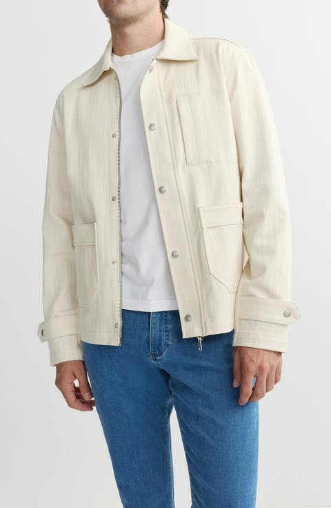 Sean Cotton Stretch Herringbone Shirt Jacket