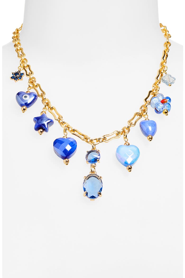 Aria Mix Cut Crystal Charm Collar Necklace, Alternate, color, BLUE