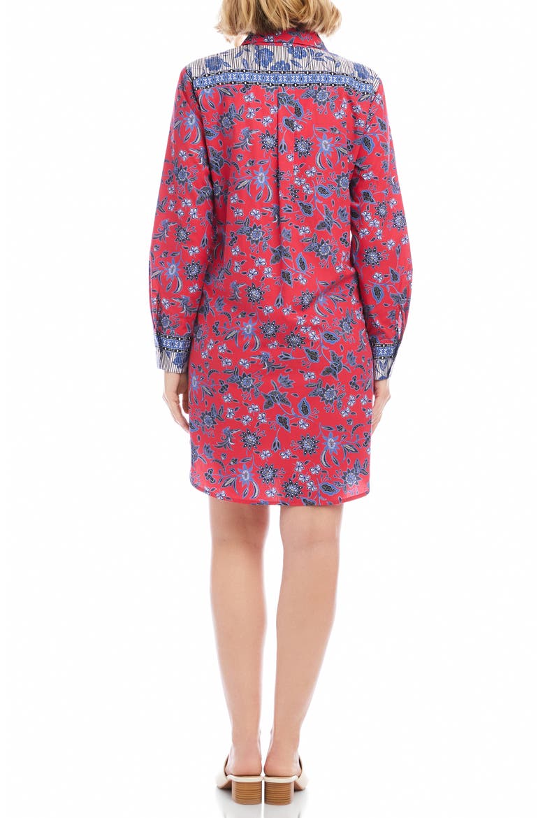 Floral Print Long Sleeve Shirtdress, Alternate, color, RED