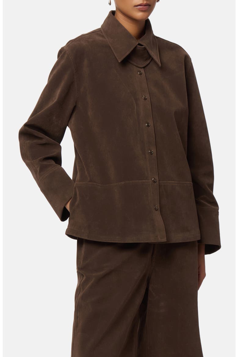Ren Faux Suede Overshirt, Main, color, DARK BROWN