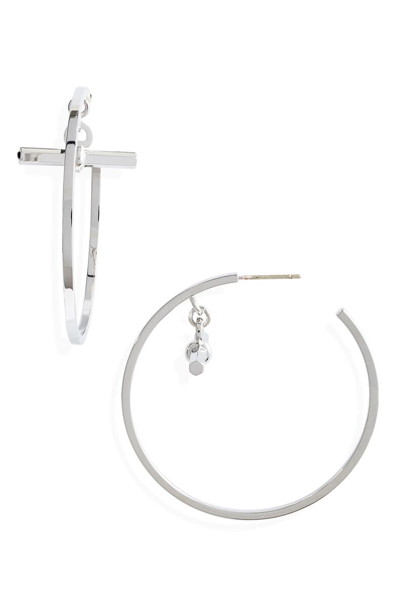 AllSaints ALL SAINTS Toggle Bar Detail Hoop Earrings, Main, color, 