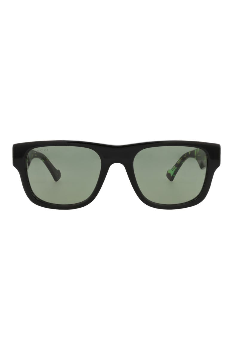 53mm Square Sunglasses, Main, color, BLACK HAVANA GREEN