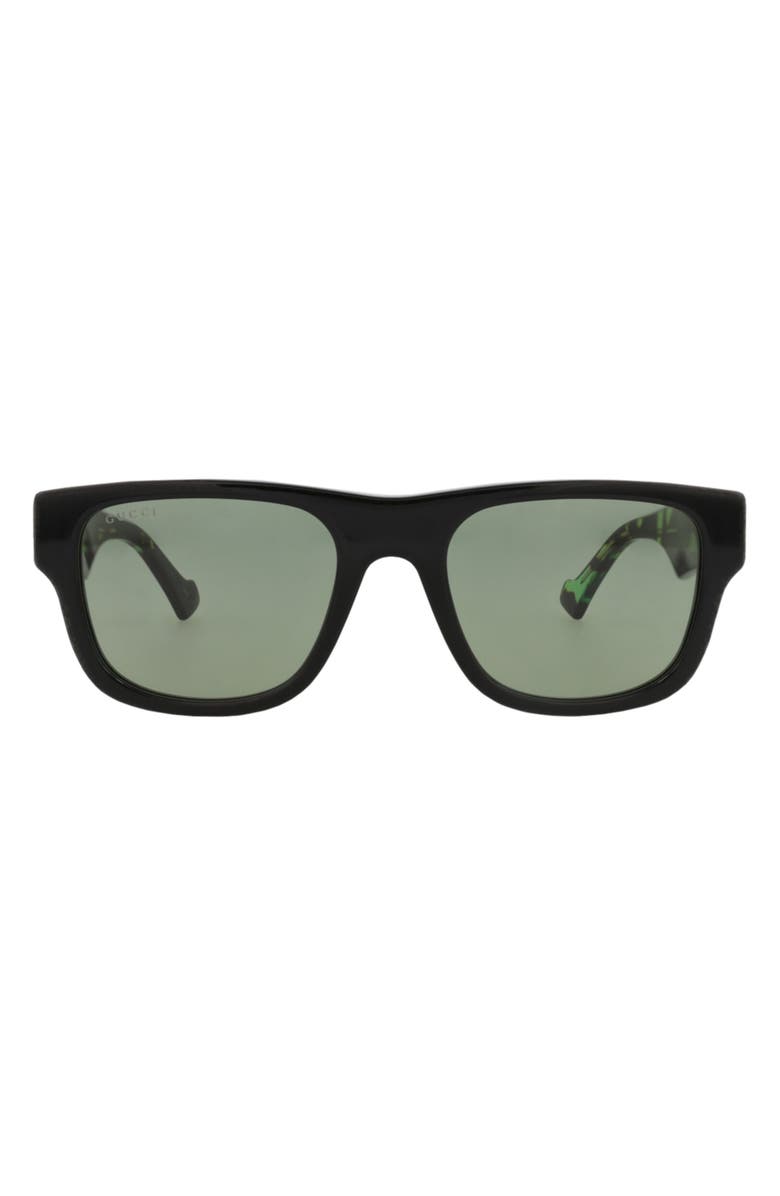 Gucci 53mm Square Sunglasses, Main, color, Black Havana Green