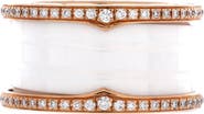 Pre-Owned Bvlgari B.Zero1 Three Band Ring 18K Rose Gold and Ceramic with Diamonds