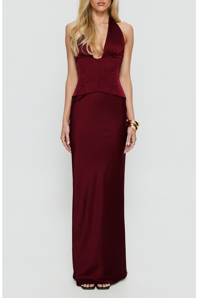 In a Trance Corset Halter Gown, Main, color, RED
